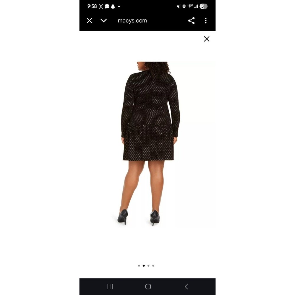 Michael Kors Womens Embellished Drop-Waist Dress Black Gold Sparkles NWT New - Picture 12 of 13
